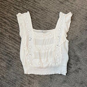 White ruffled tank top